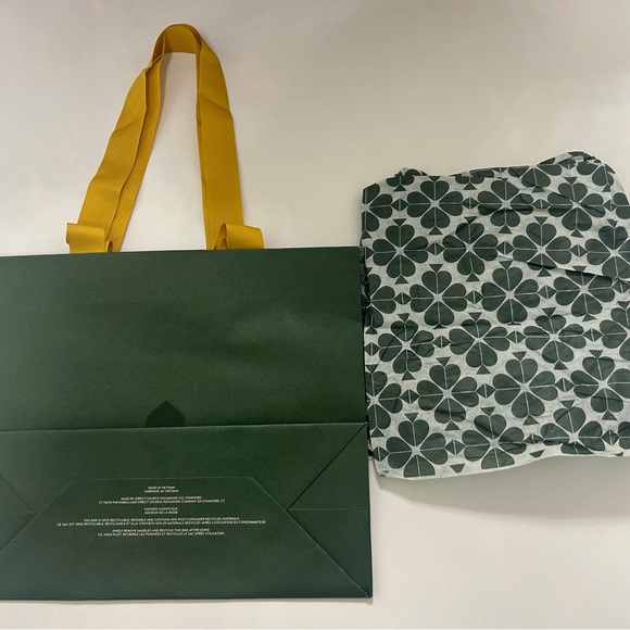 Kate Spade Green Shopping Tote Bag with Yellow Handles and Original Tissue - Picture 2 of 2